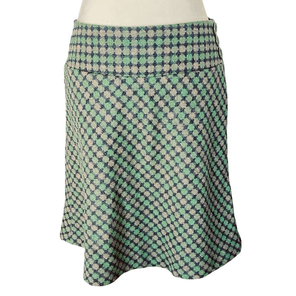 Ann Taylor LOFT Plaid Tweed Skirt sz 6 Petite Classic Wool Blend Workwear Greens